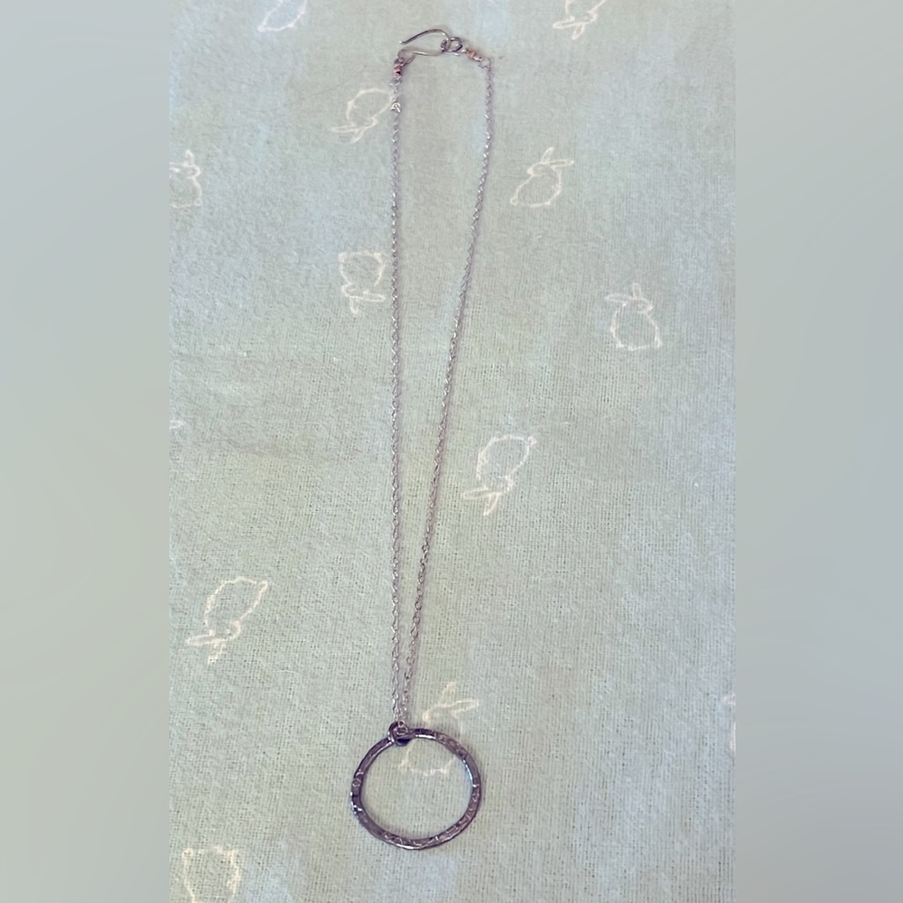 Sterling silver, dainty chain and circle pendant